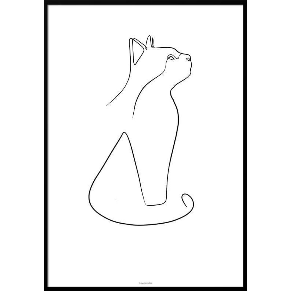 One line drawing - Plakat med kat