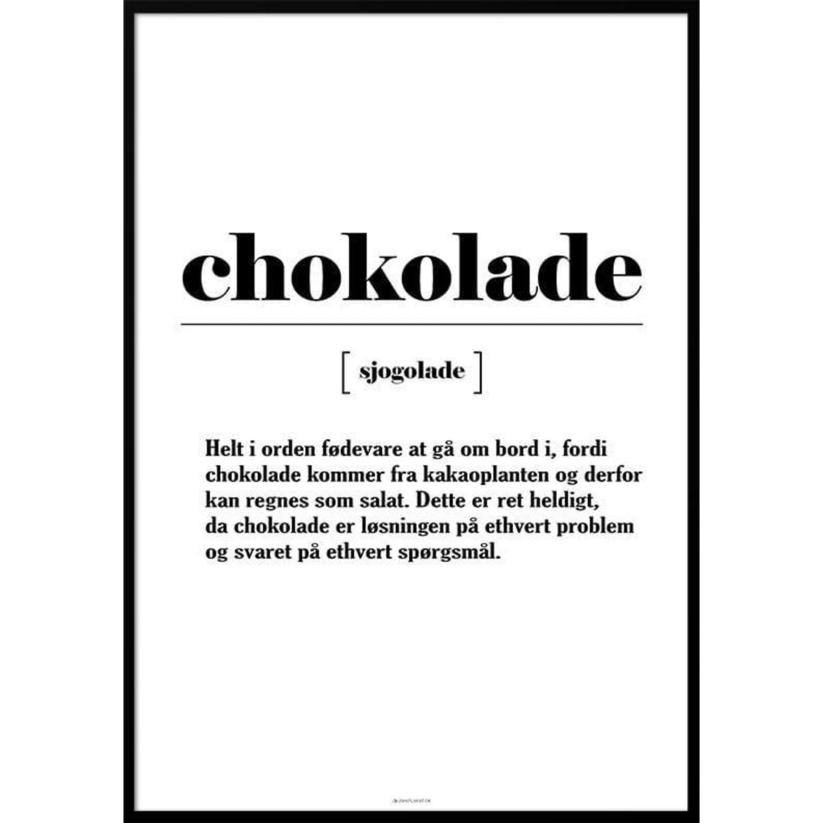 Chokolade definitionsplakat