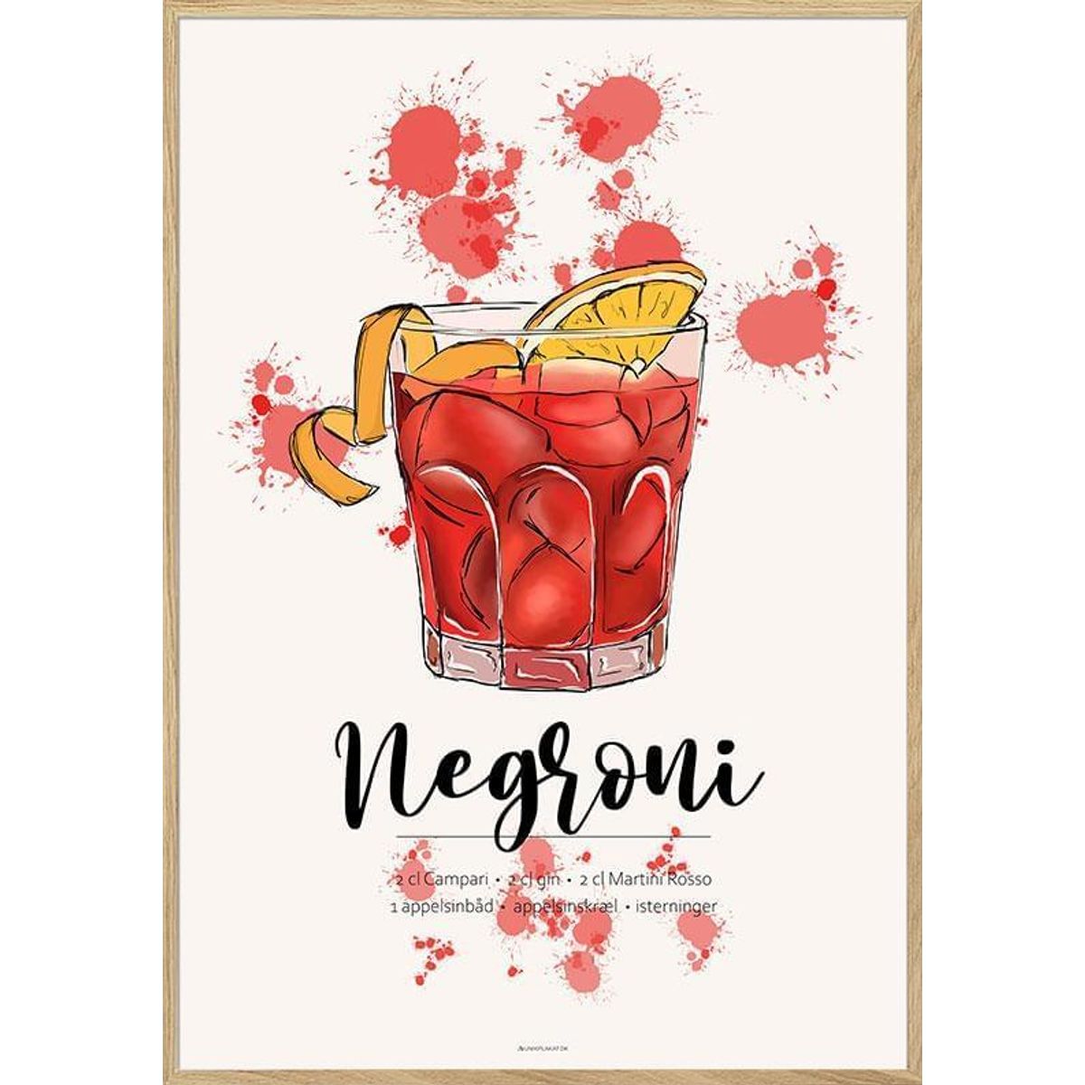 Negroni opskrift plakat