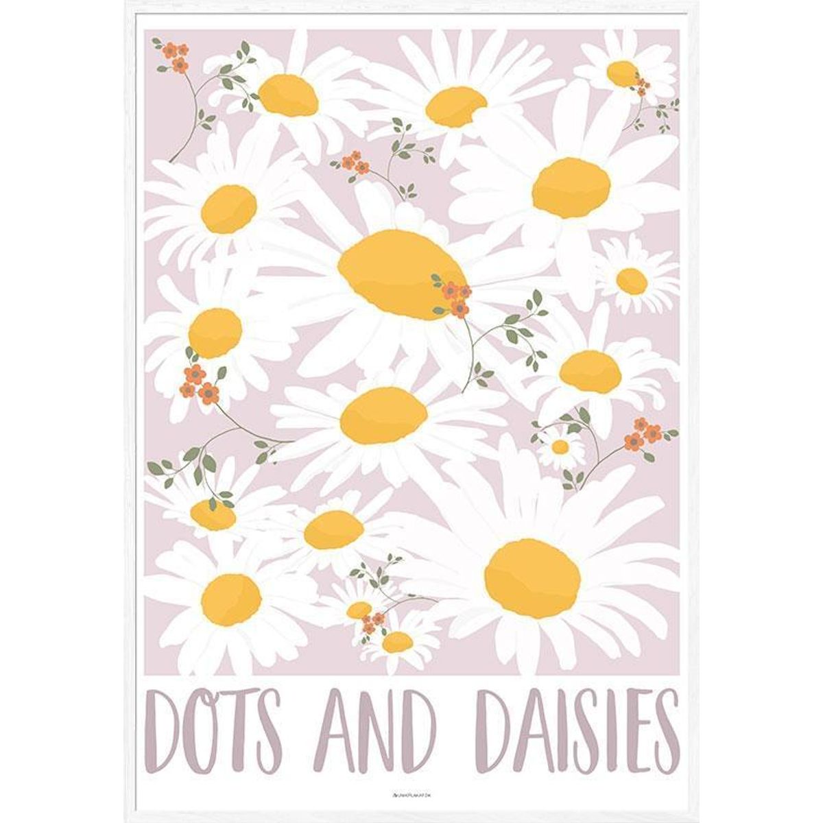 Dots and daisies - skøn grafisk plakat med blomster