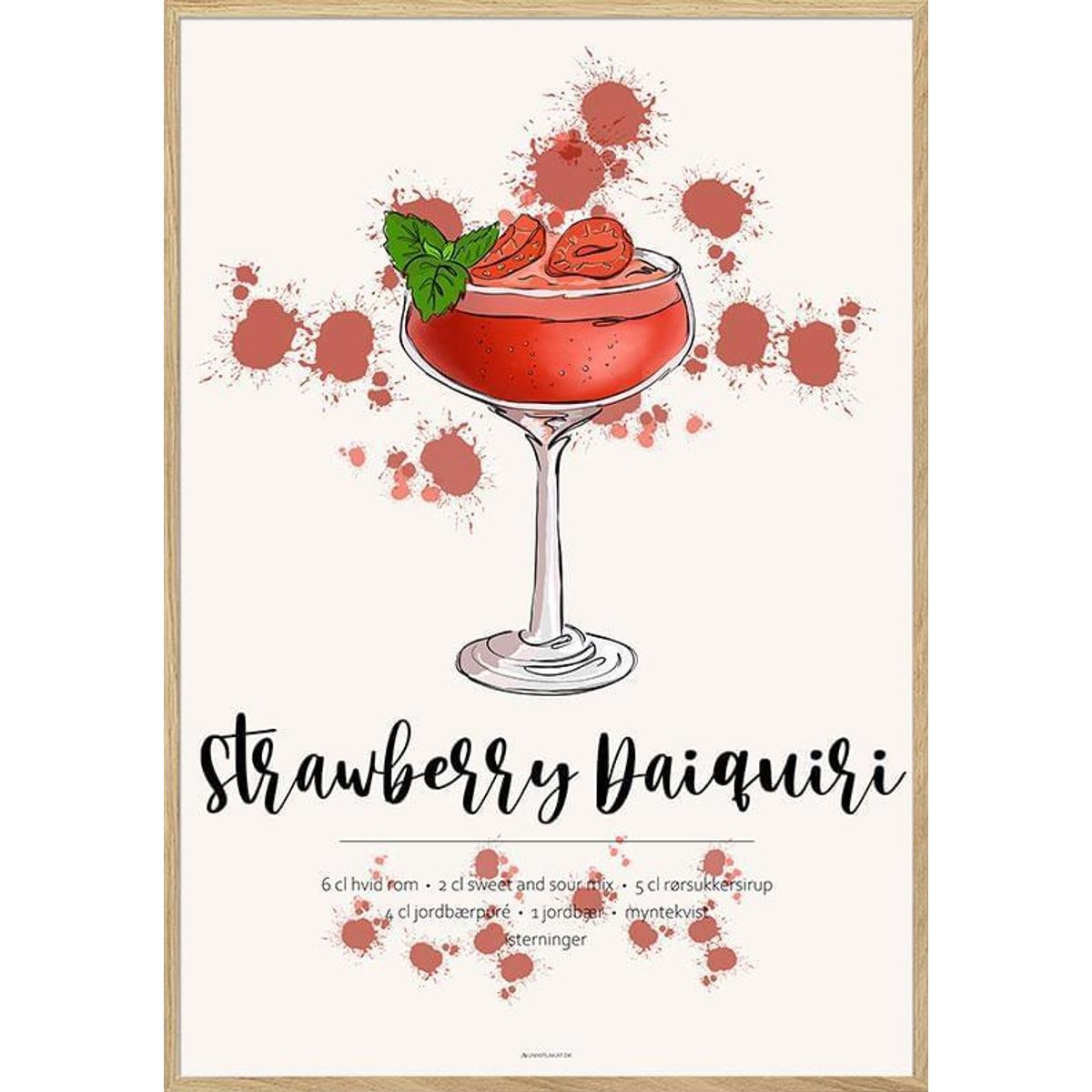 Strawberry Daiquiri opskrift plakat