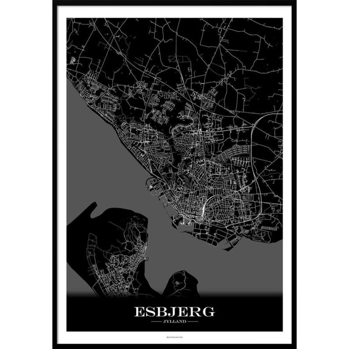 Kortplakat Esbjerg - sort