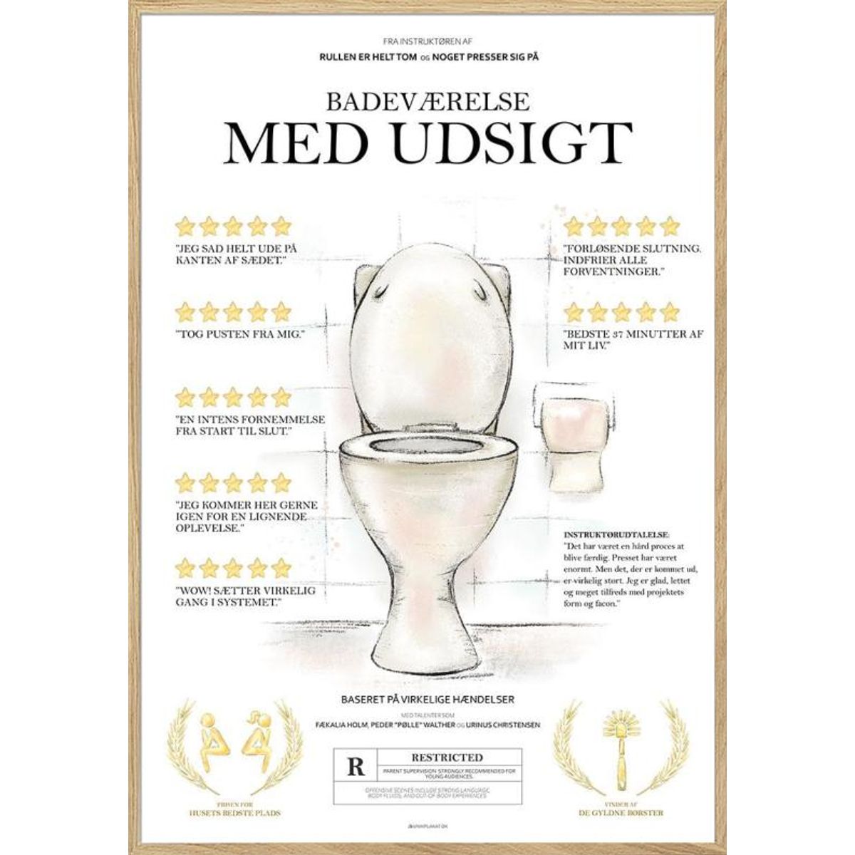 Sjov plakat til badeværelset - filmplakat med masser af toilethumor