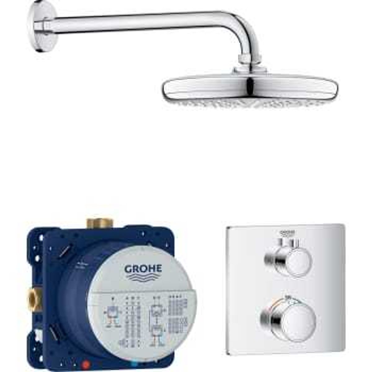 GROHE Grohtherm sampak indbyg 210 mm brus firkant uden håndbrus