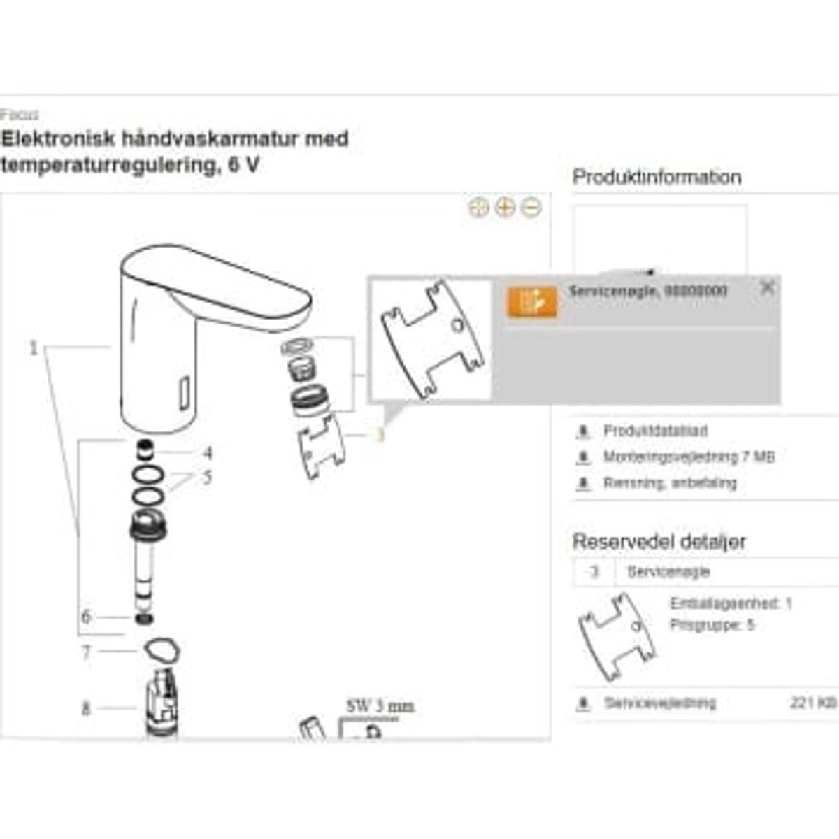 Hansgrohe Hg serv.n&oslash;gle t/elek. hv-arm.