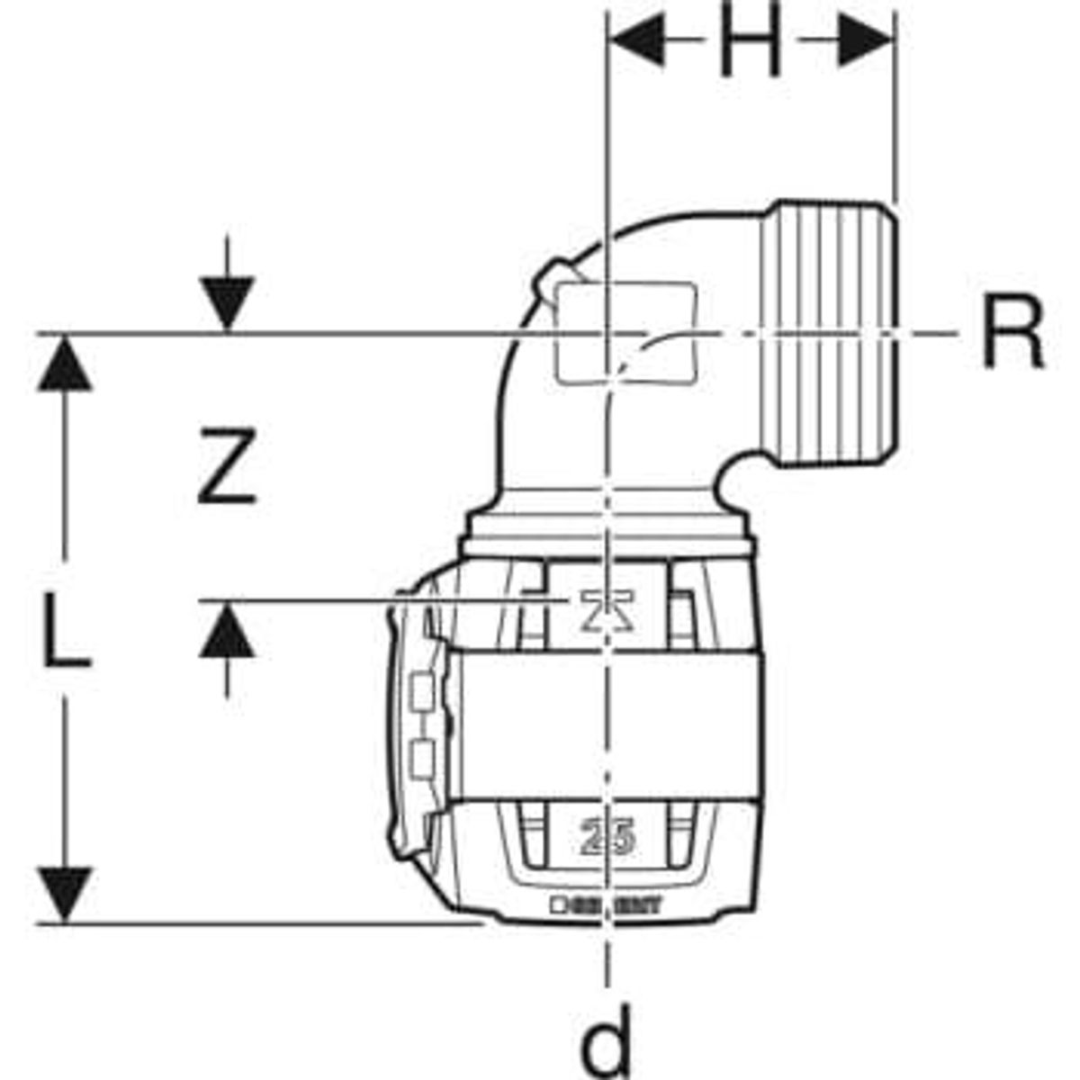 Geb b&oslash;jning 90 ° 20mmx3/4 np bl