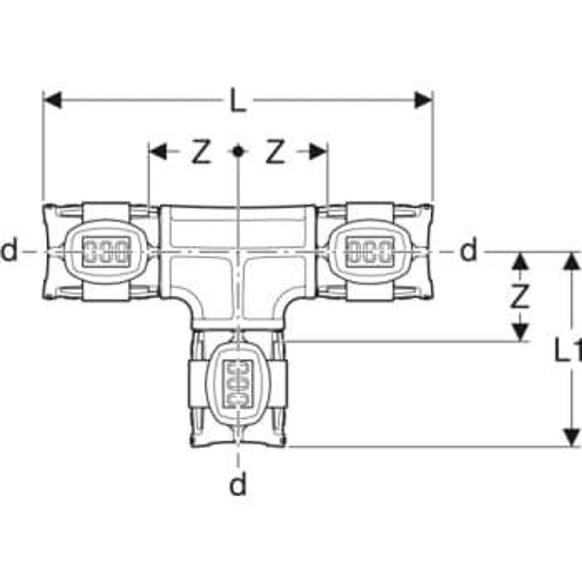 T-stykke FlowFit lige PPSU ø40mm