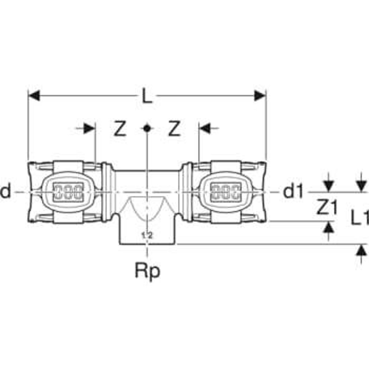 Geb tee 40mmx3/4x40mm m/indv.