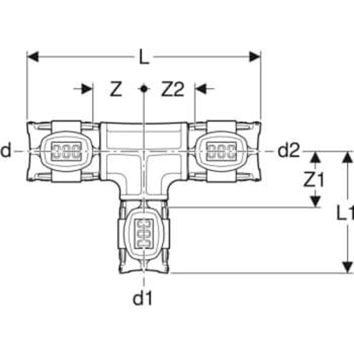 Geb tee 63x25x63mm ppsu sort