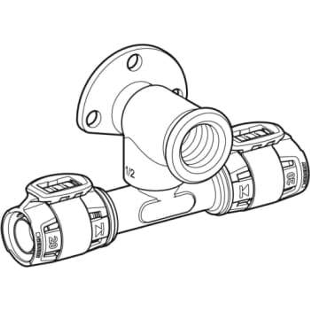 Geb tee-tilslutningsvinkel 90 ° (10 stk)