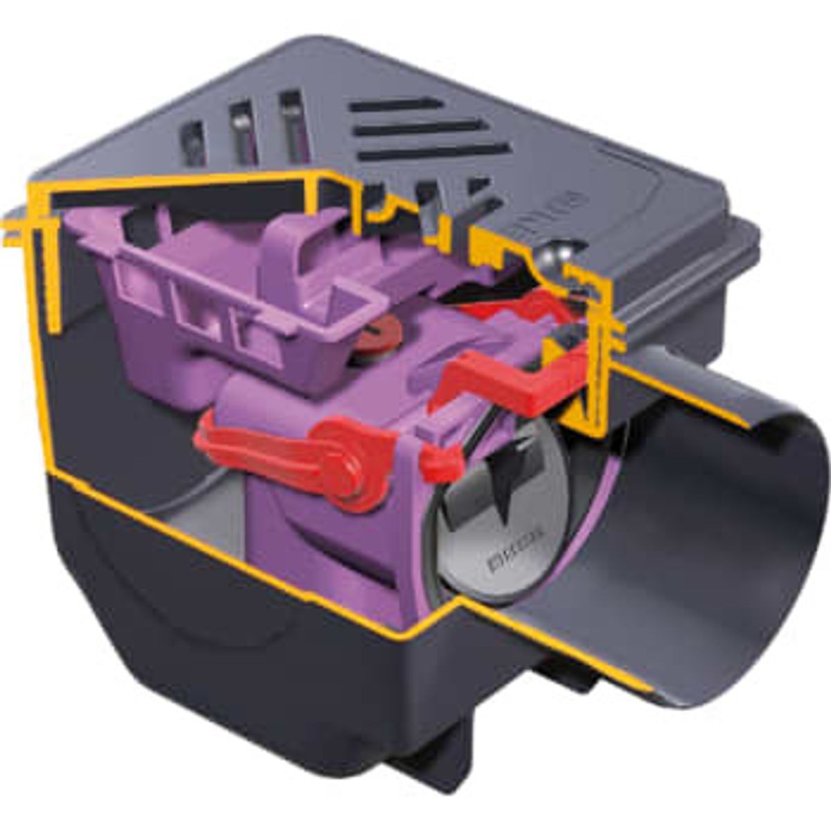 Drehfix 110 mm kælderafløb med lukke til gråt spildevand