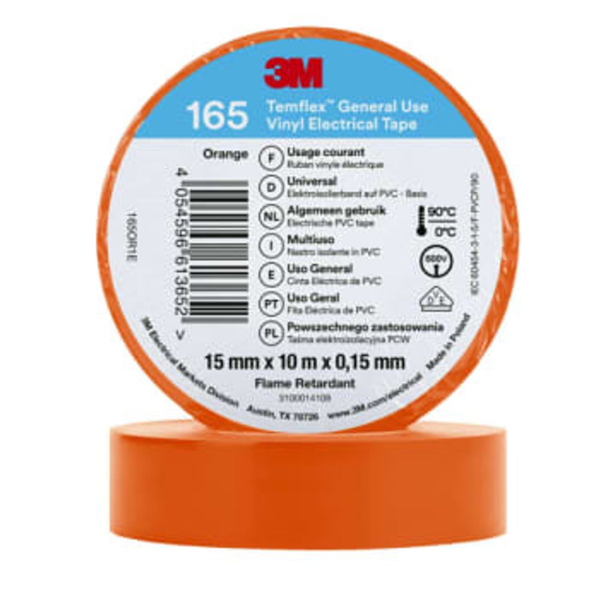 Temflex 165 15mm x 10m orange (100 rll)