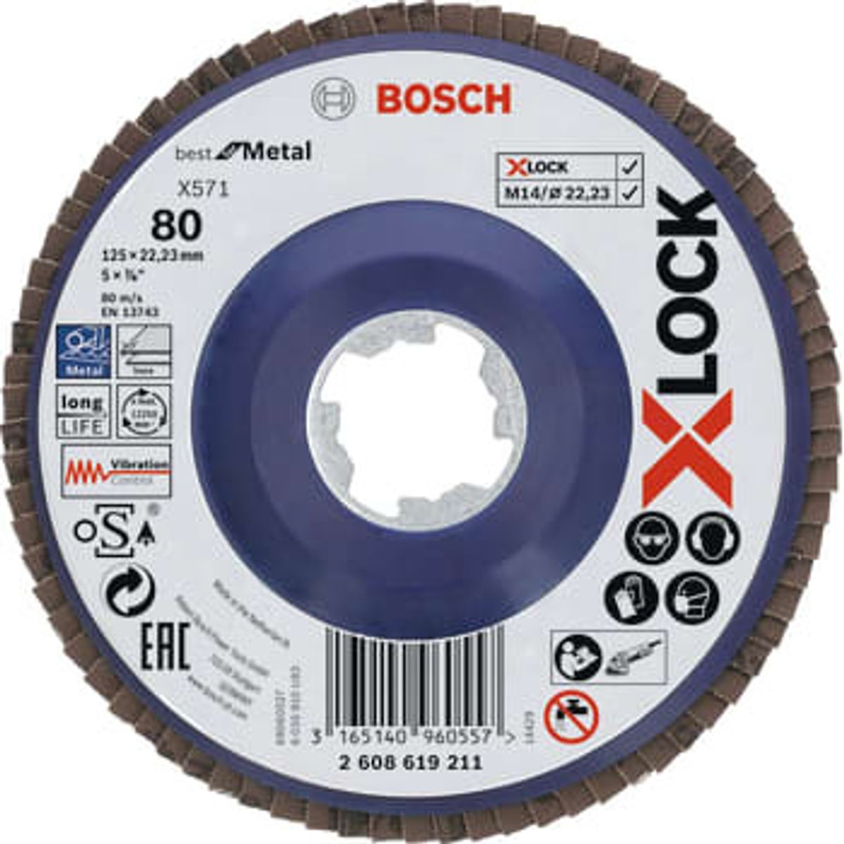 Bosch Lamelslibsk xlock 125 flad k80 (10 stk)