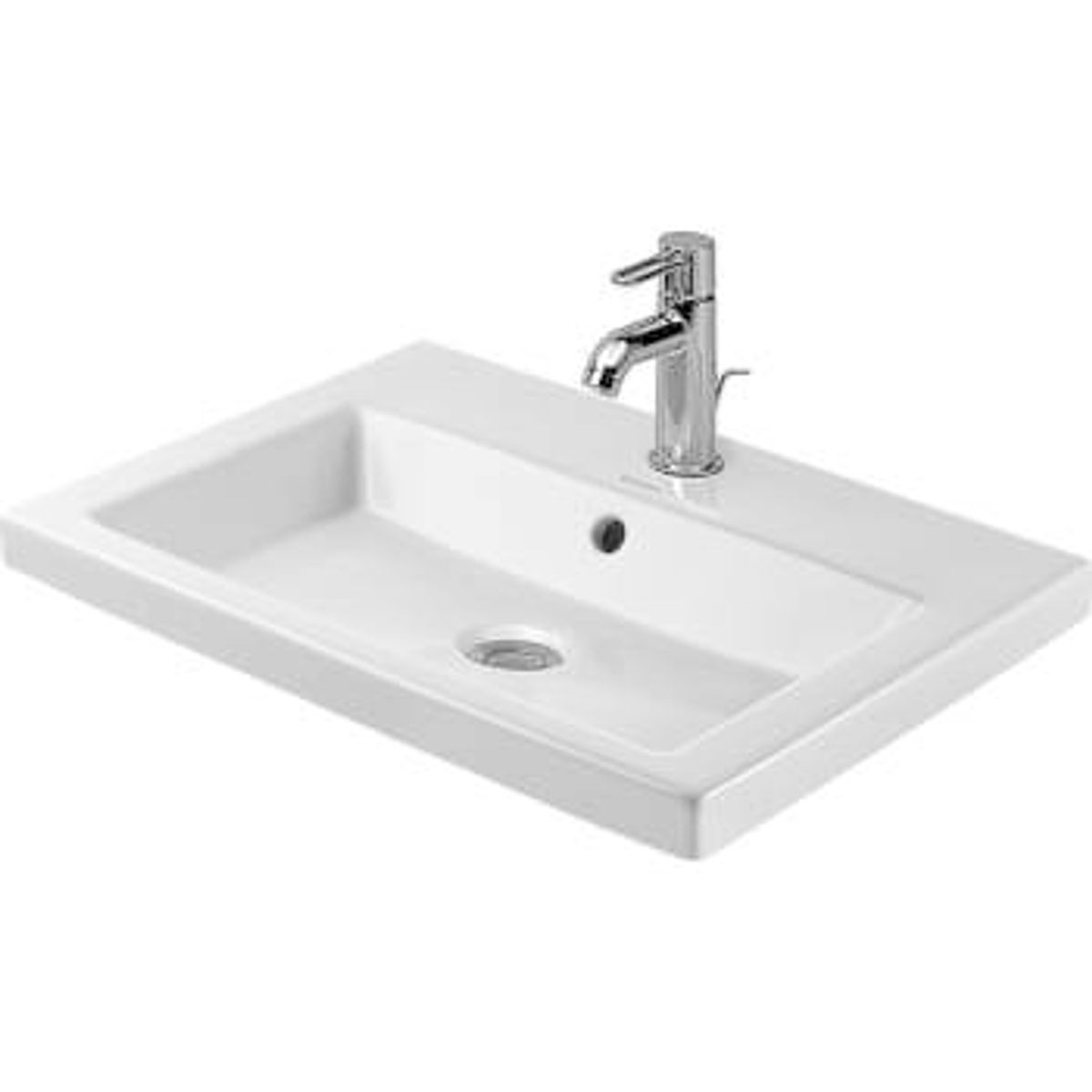 Duravit 2nd floor vask 60 cm til nedfældning med hanehul, wondergliss