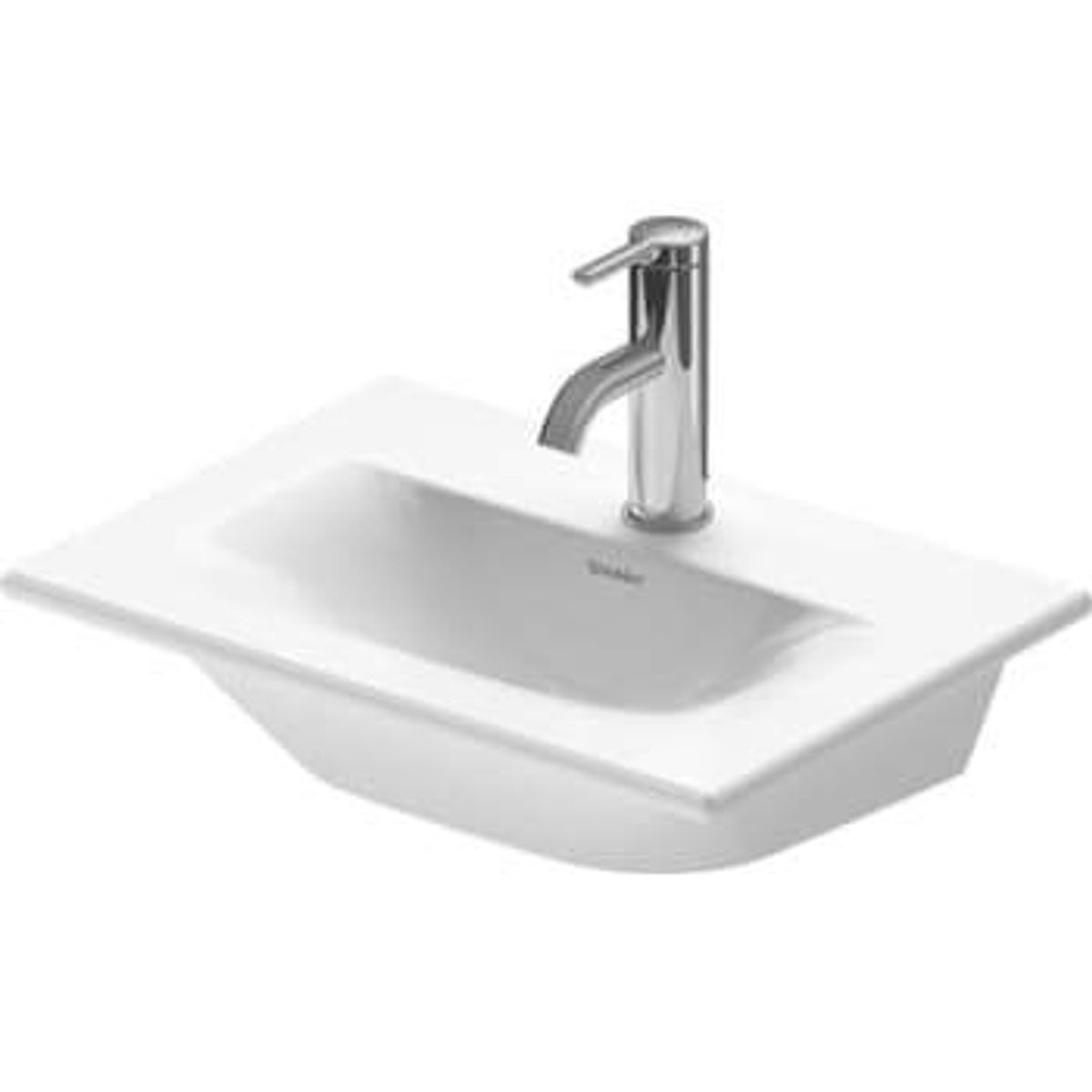 Duravit Viu vask 45x32cm med hanehul og hvid push-open bundventil