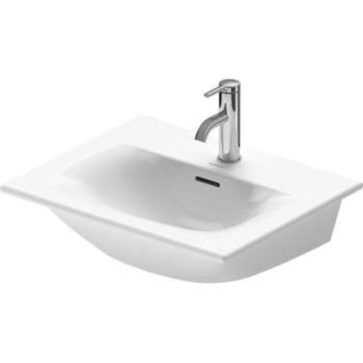 Duravit Viu vask 53x43cm med hanehul og hvid push-open bundventil