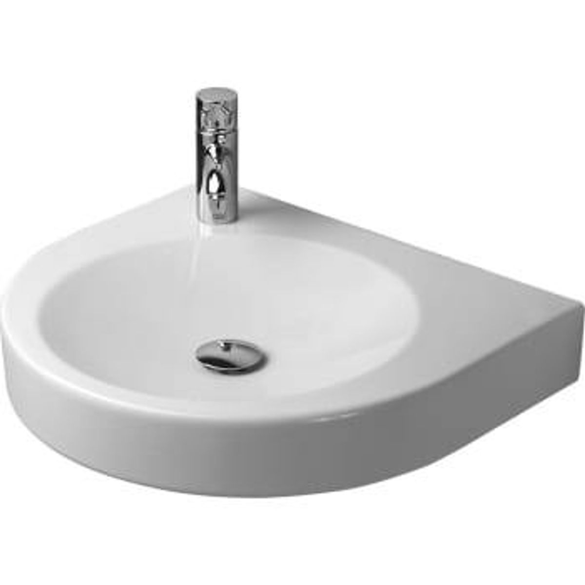 Duravit Architec vask 58 cm h70 u/overløb med forlokket hanehul venstre