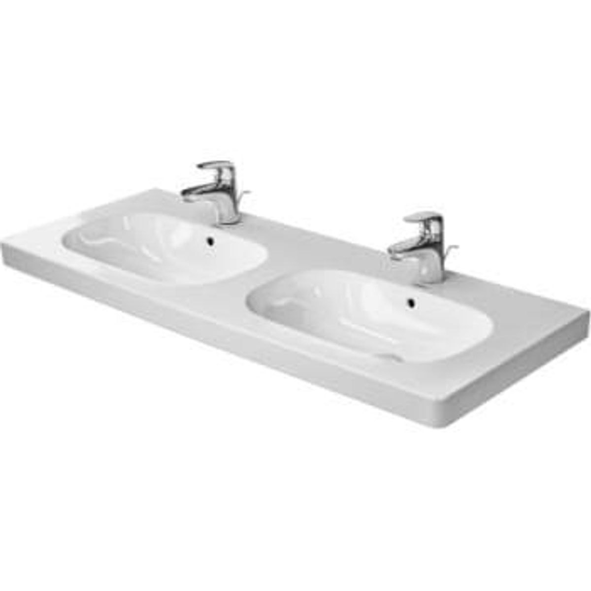 Duravit D-code dobbelvask 120 cm med hanehul og overløb