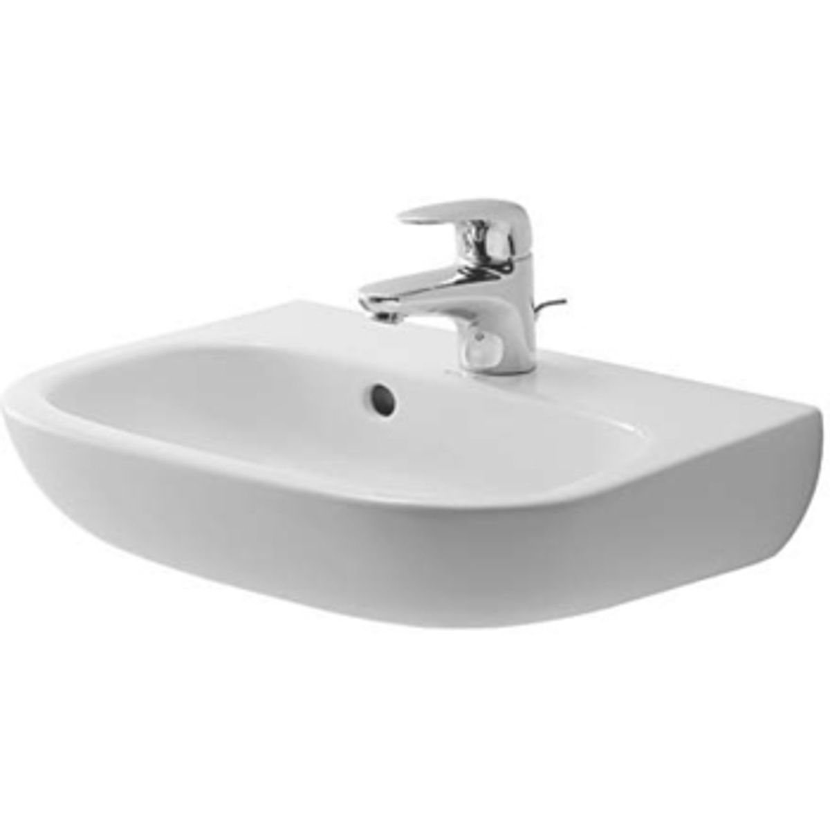 Duravit D-code vask 45 cm med hanehul og overløb