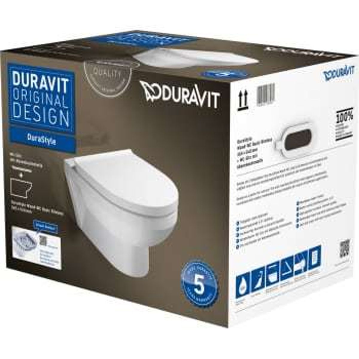 Duravit DuraStyle Basic vægtoilet åben skylle-rand og SoftClose sæde