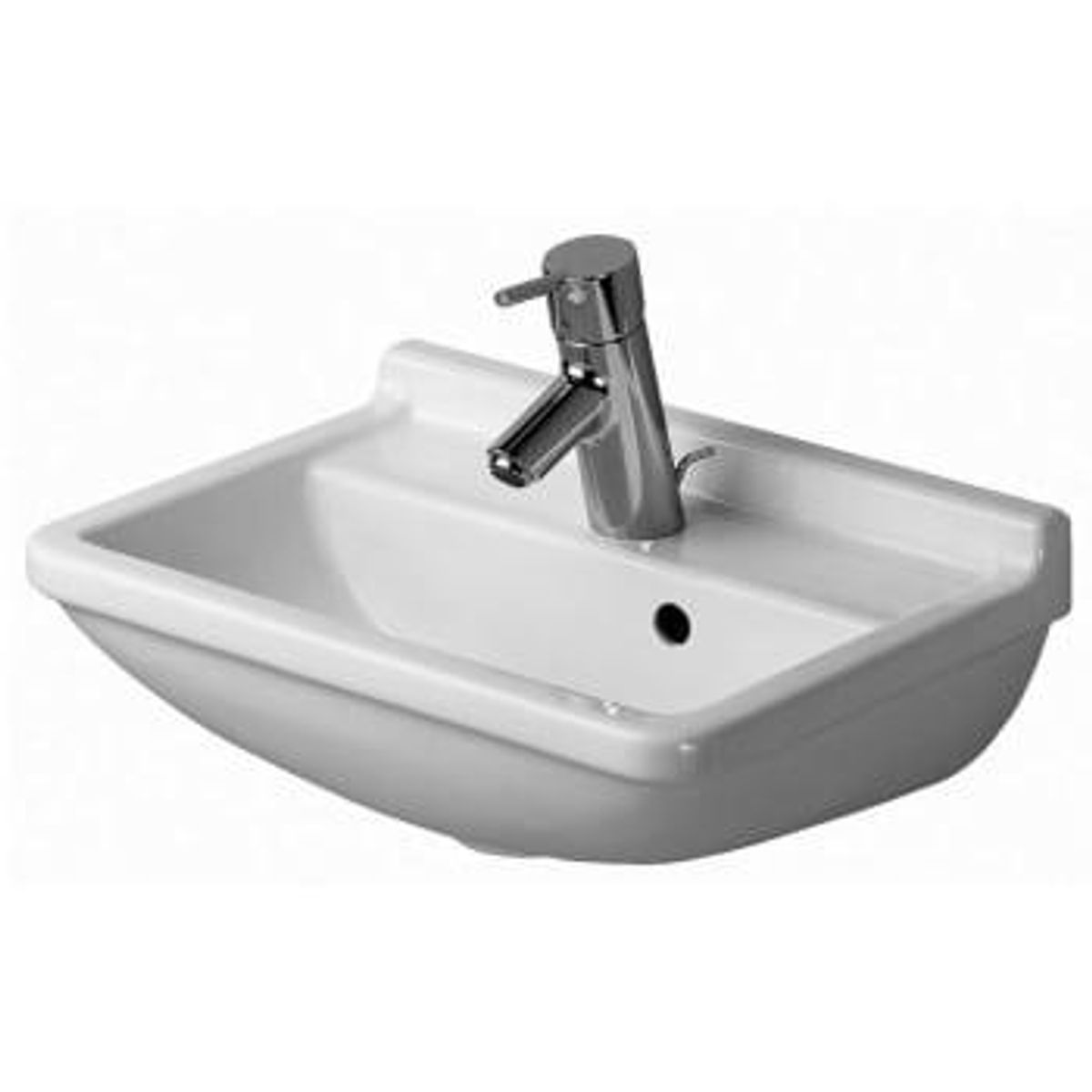 Duravit Starck 3 vask 45 cm med hanehul og overløb, wondergliss