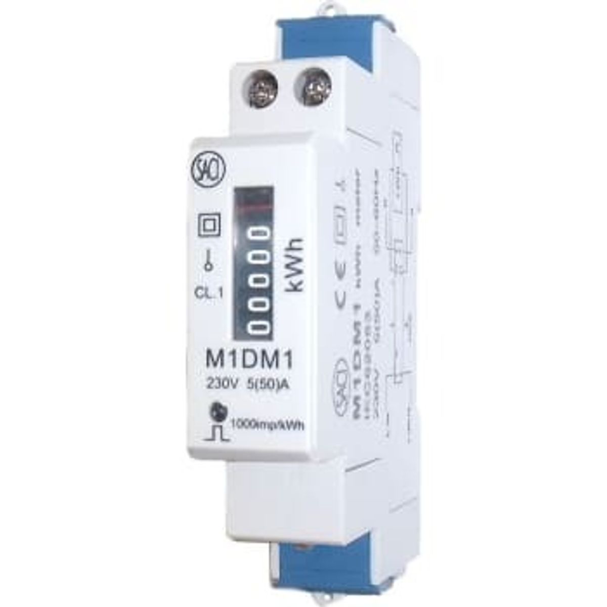 MTO KWH måler 1-faset mekanisk 5(50)A, 1 modul, S0-snitflade, M1DM1