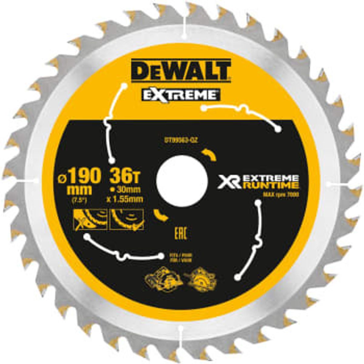 DEWALT rundsavsklinger til akkusave, Ø190/30 mm, 36 td.