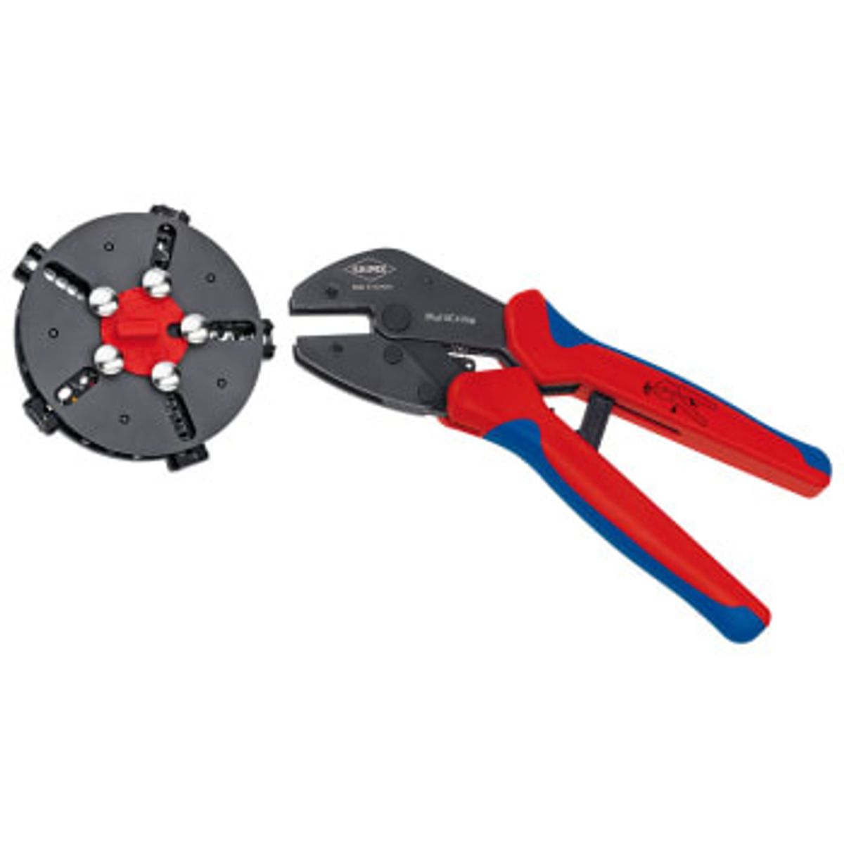 KNIPEX Multicrimp® crimptang, 250 mm, med 5 skifteindsatser