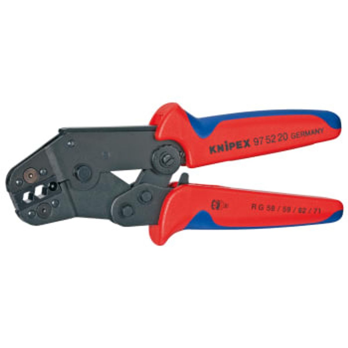 KNIPEX crimptang, kort form, 195 mm, KOASIAL BNC TNC stik