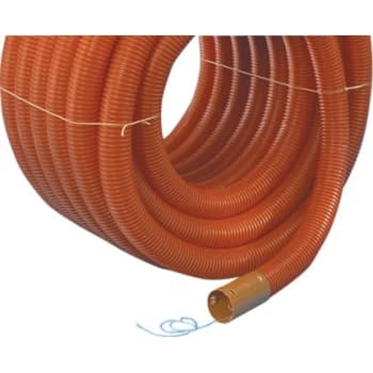 Wavin 126/113 mm PVC-kabelrør med muffe, korrugeret, 50 m, rød (50 mtr)