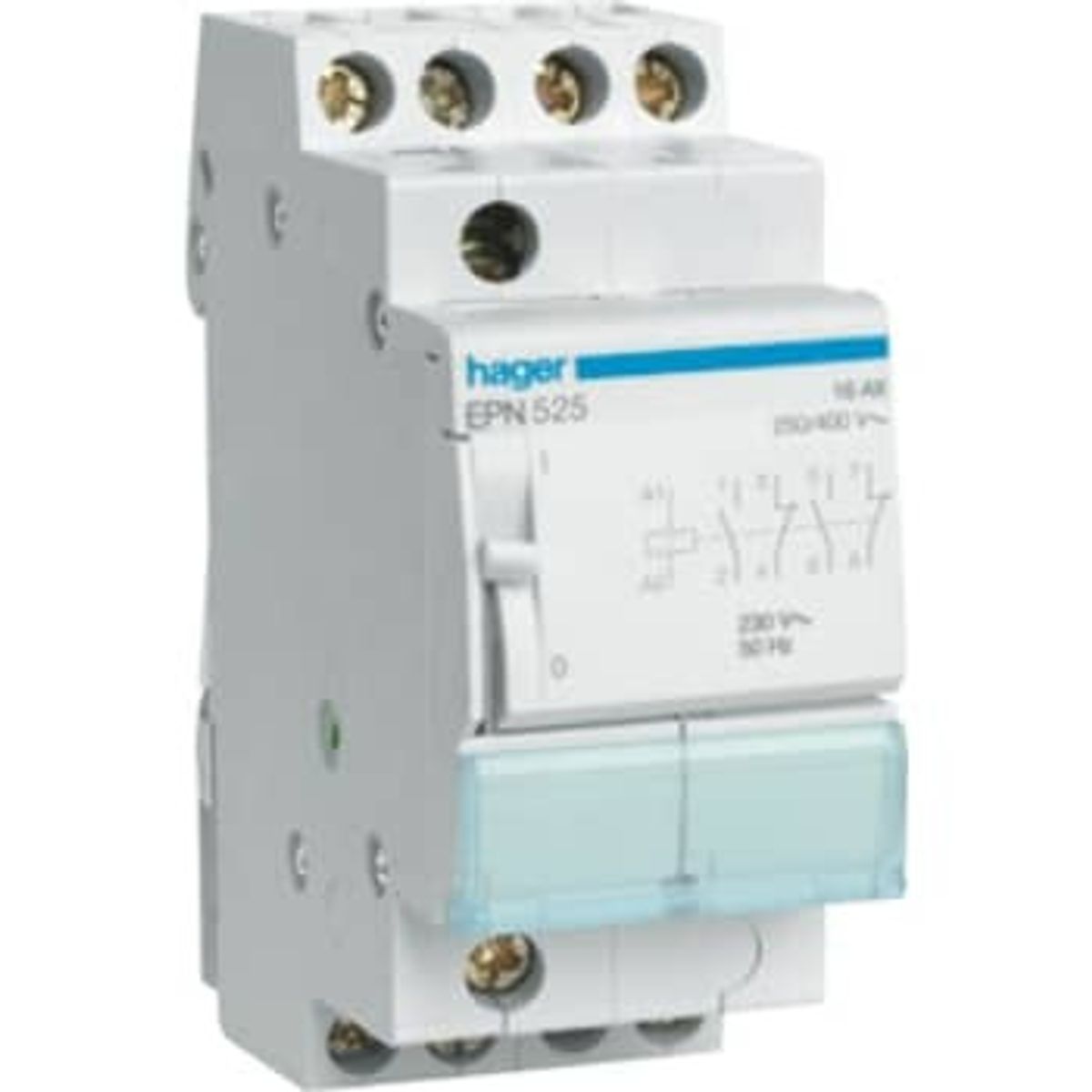 Hager Kiprelæ 16A 250V 2 slutte + 2 bryde 230V EPN525