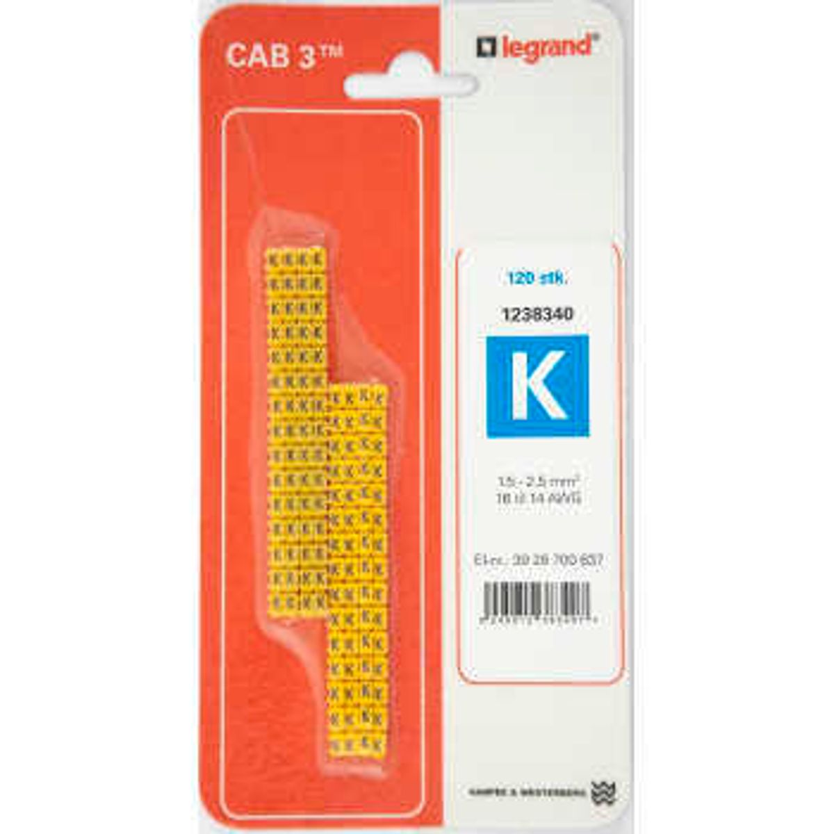 Legrand Cab3 ledningsmrk 1,5-2,5 (k) (120 stk)