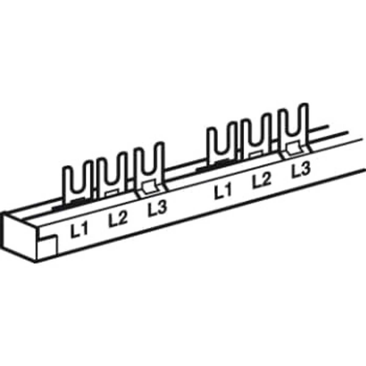 Legrand Gaffelsløjfeskinne 3P, 1 række, 12 (4) gafler L1, L2, L3 (10 stk)