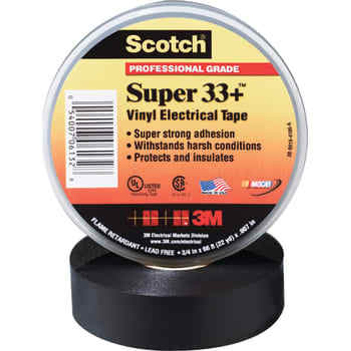 3M Tape Scotch Super 33+ 19 mm x 6 m, sort