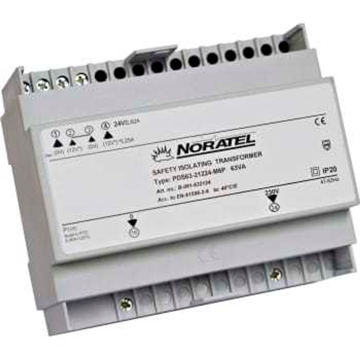 Noratel Trafo 230V/12-24V 24VA for din-skinne PDS24-21224-M3P