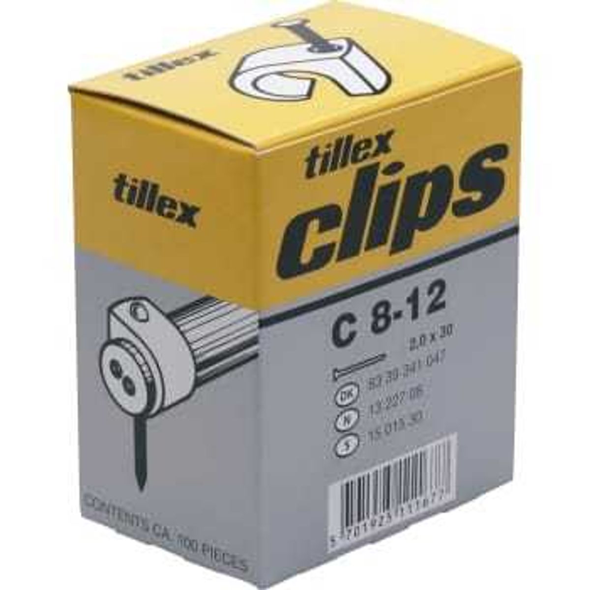 Tillex Clips 8-12/35mm-100 hvid (1000 stk)