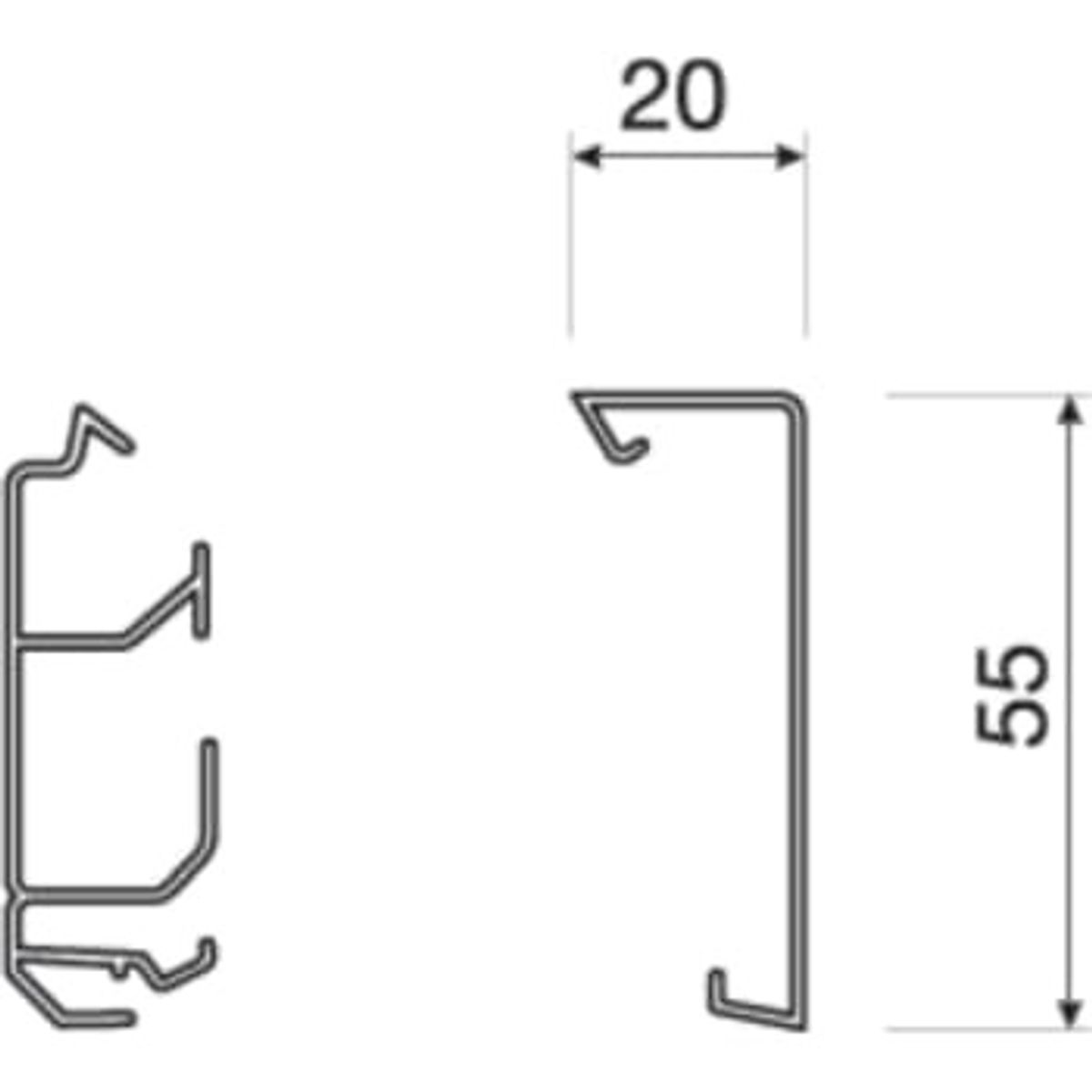 Tehalit Fodlistekanal Bund SL 55 mm Høj SL 200551 (2 mtr)