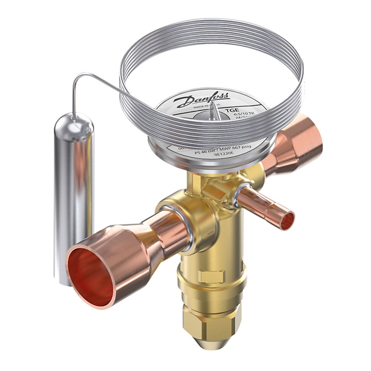 Danfoss TGE, R410A Termostatisk ekspansionsventil, 1 3/8'', ODF, 1 1/8'', ODF. 125 kW