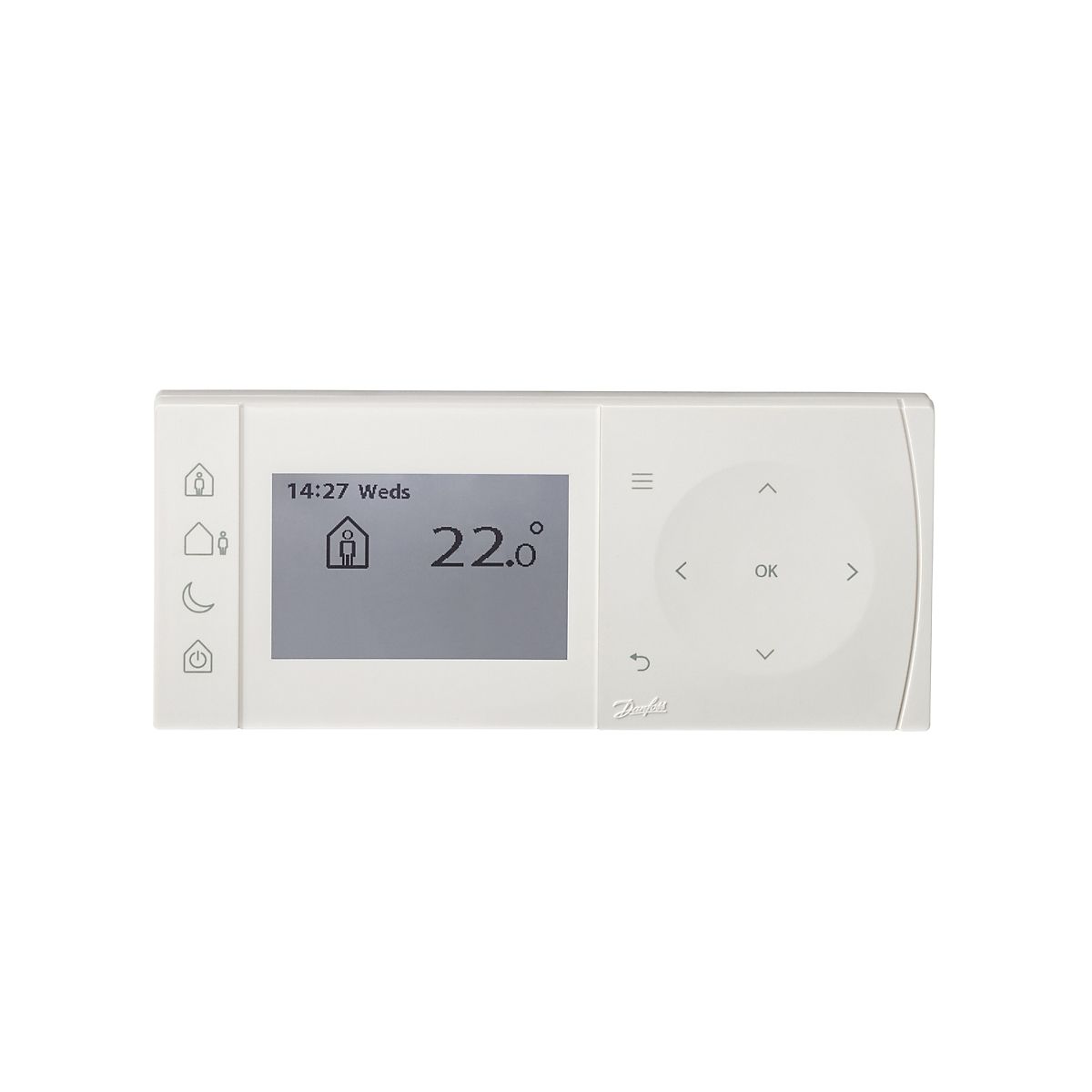 Danfoss TPOne-M kloktermostat 230V netforsynet. Hvid