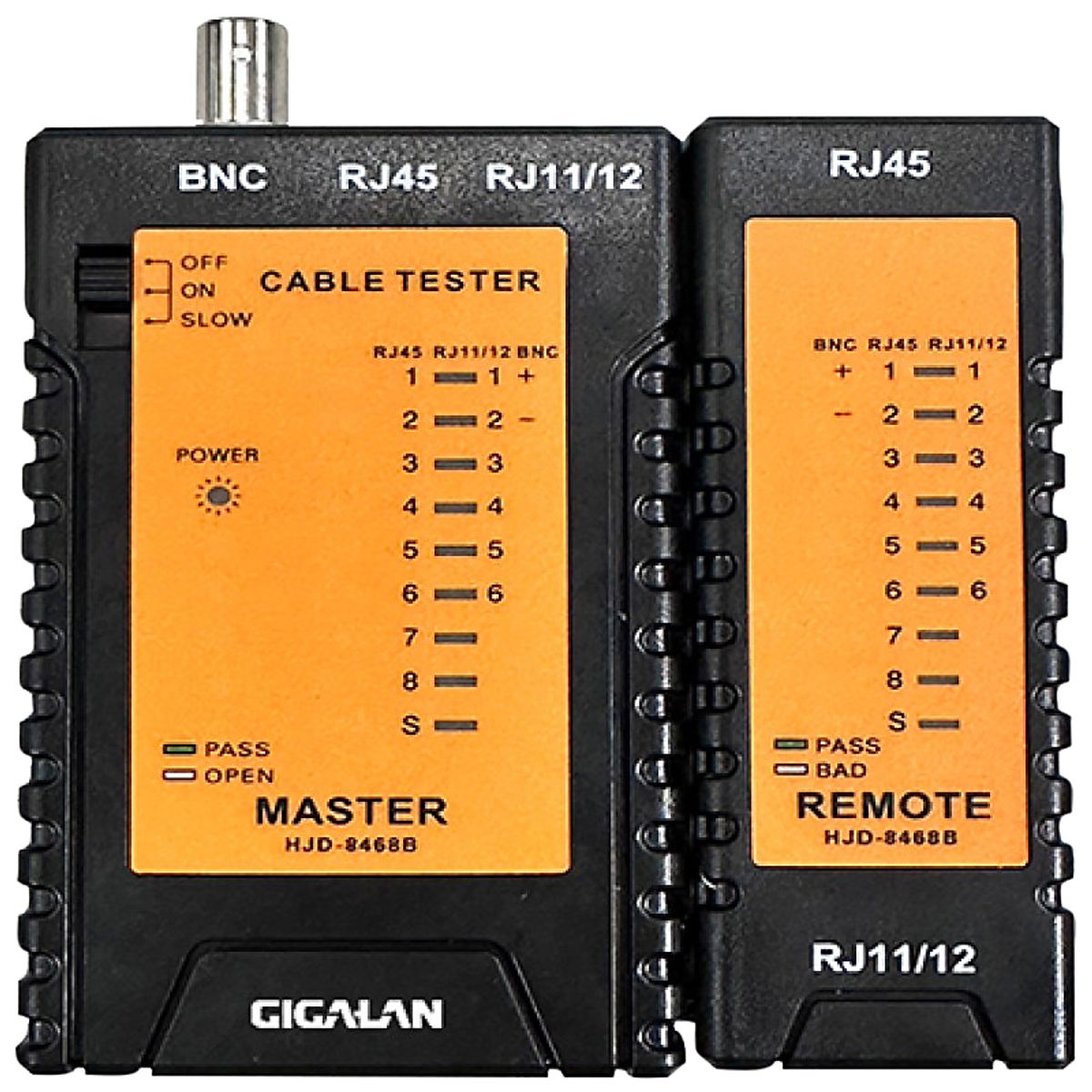 Gennemgangstester RJ45/BNC 9V, tester Twisted pair og Coax