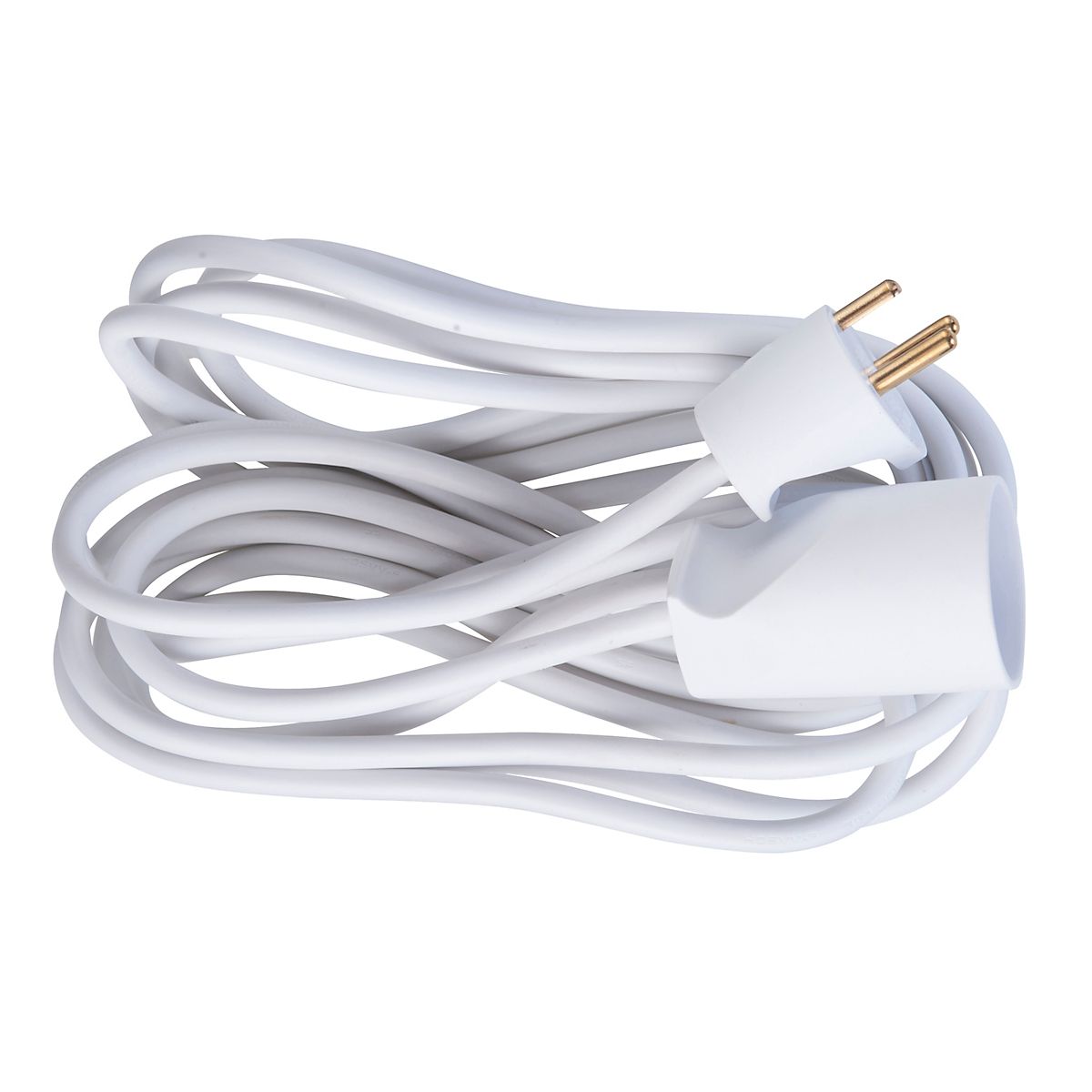 E-line forlængerledning 3G1,0 H05VV-F, med jord, 230V/13A, plastkabel, 5m, hvid