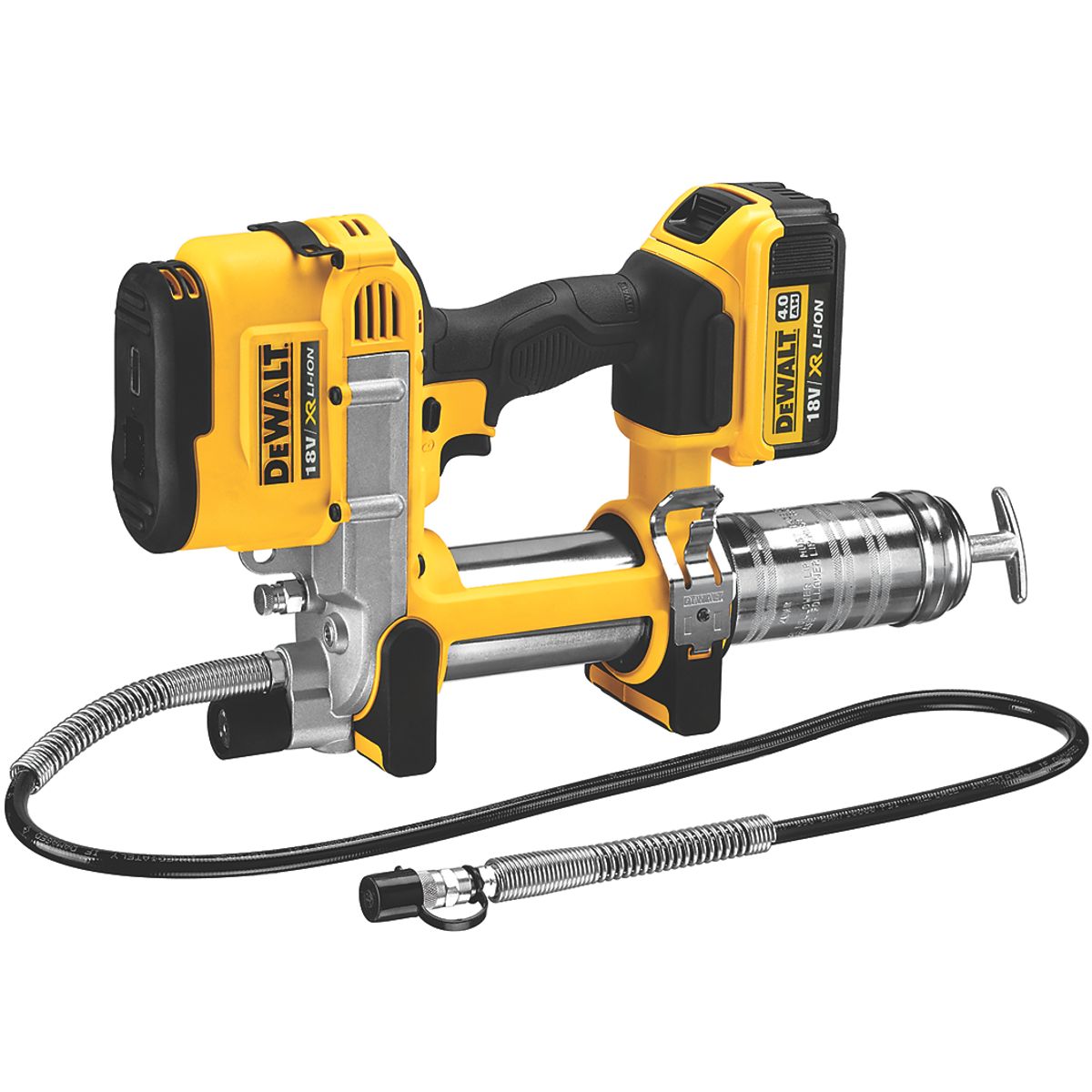 Dewalt fedtsprøjte 18V XR DCGG571M1 - Inkl. 1 stk. 4,0Ah batteri, oplader, strop & kuffert