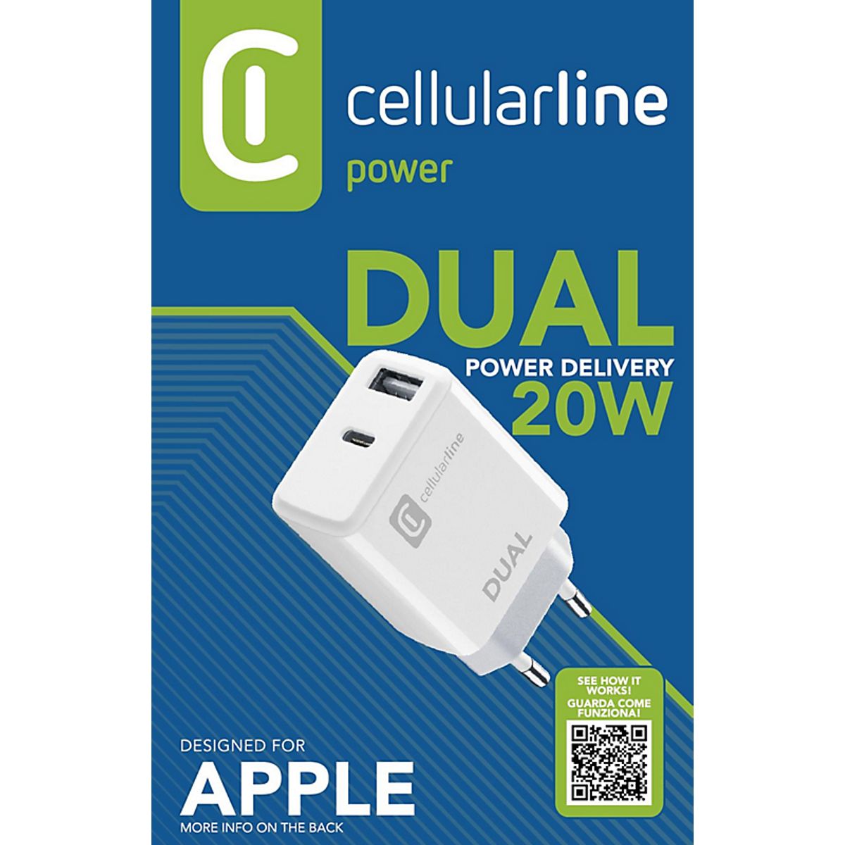 CL adapter 220V 20W dual til Apple, med USB-C & USB tilslutning