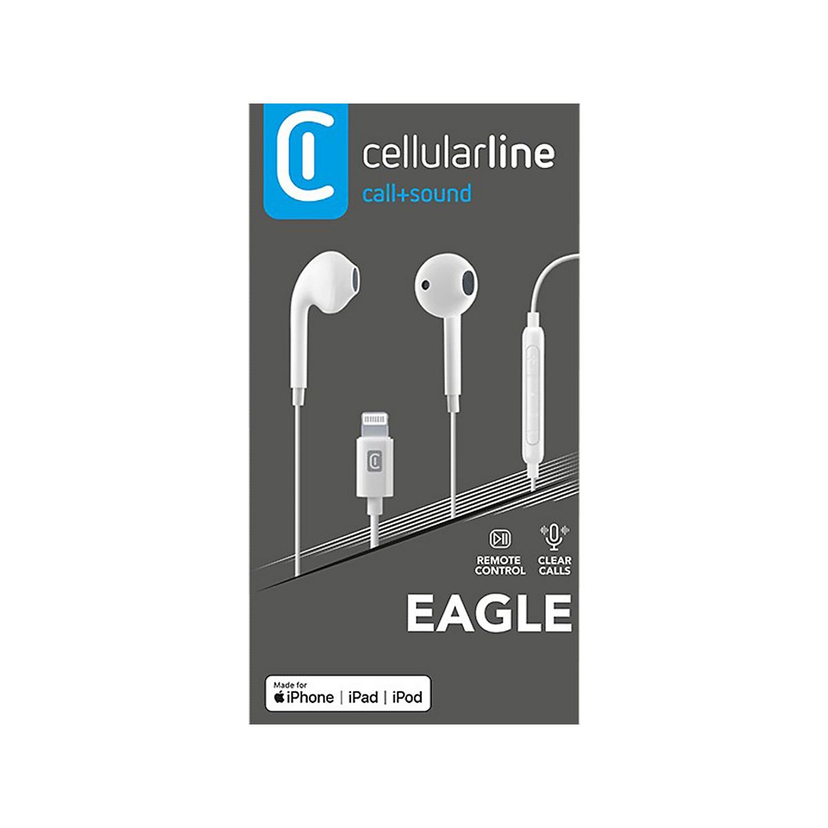 CL headset lightning MFI Earplugs EAGLE egg-capsule, med svarknap & mikrofon. Hvid