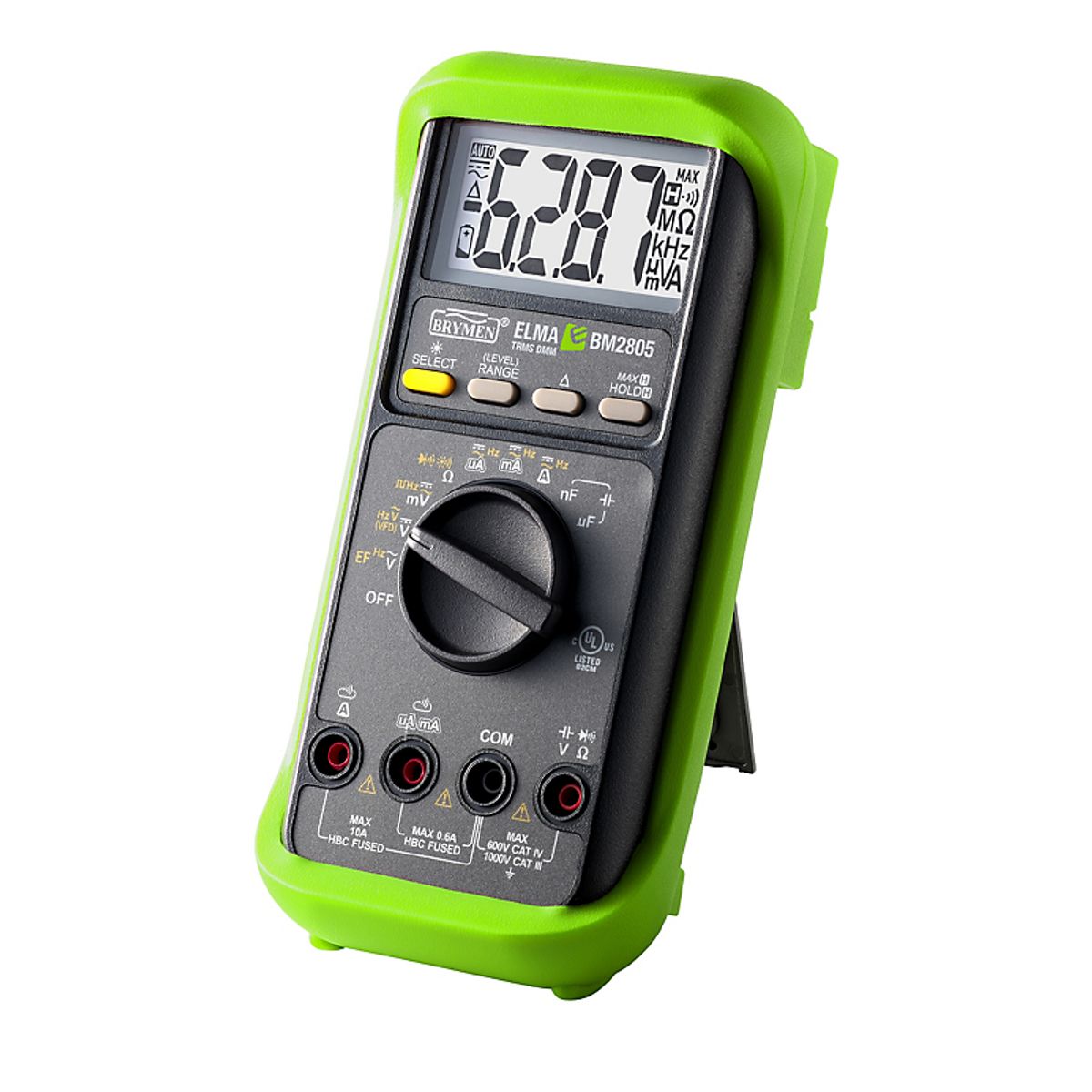 Elma multimeter BM2805 Sand RMS, Kat. IV 600V/Kat. III 1000V, inkl. batteri m.m