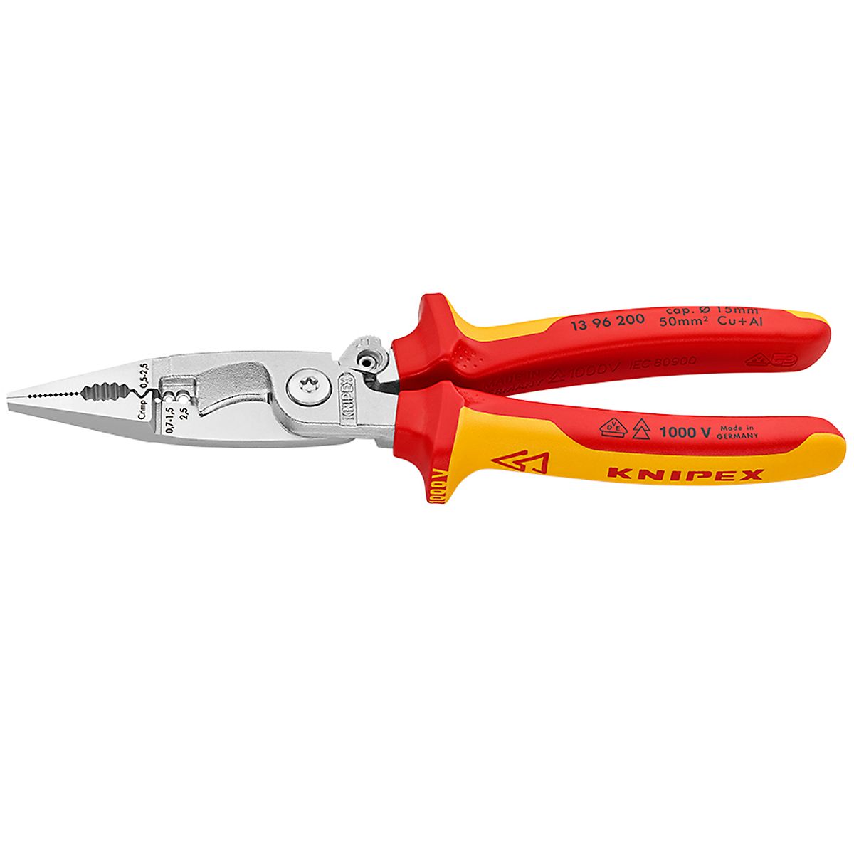 Knipex El-installationstang 13 96 200 VDE, flerkomp-håndtag