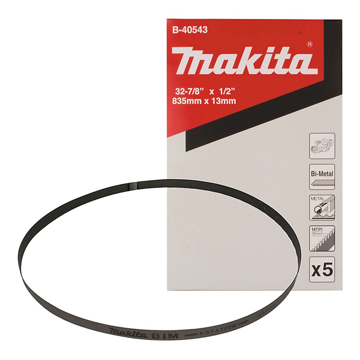 Makita Båndsavklinge. 835x13 mm 14Z, til hårdt & rustfrit stål mellem 3-6mm, pakke a 5 Stk