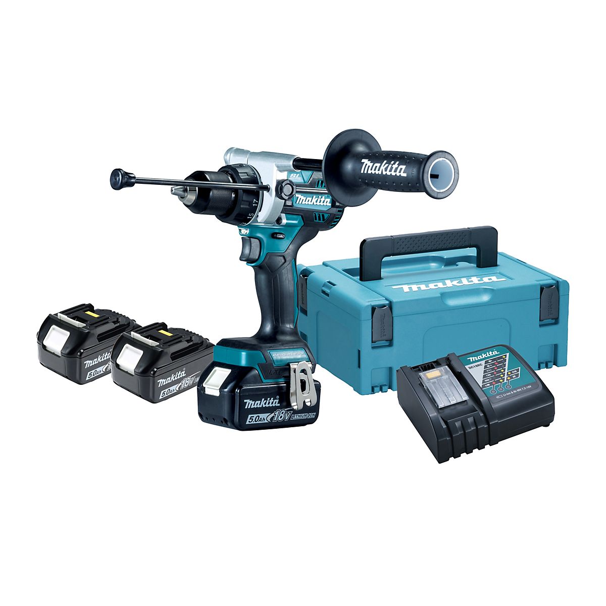 Makita slagboremaskine 18V DHP486RT3J, inkl. kuffert, 3 stk 5,0Ah batterier & lader