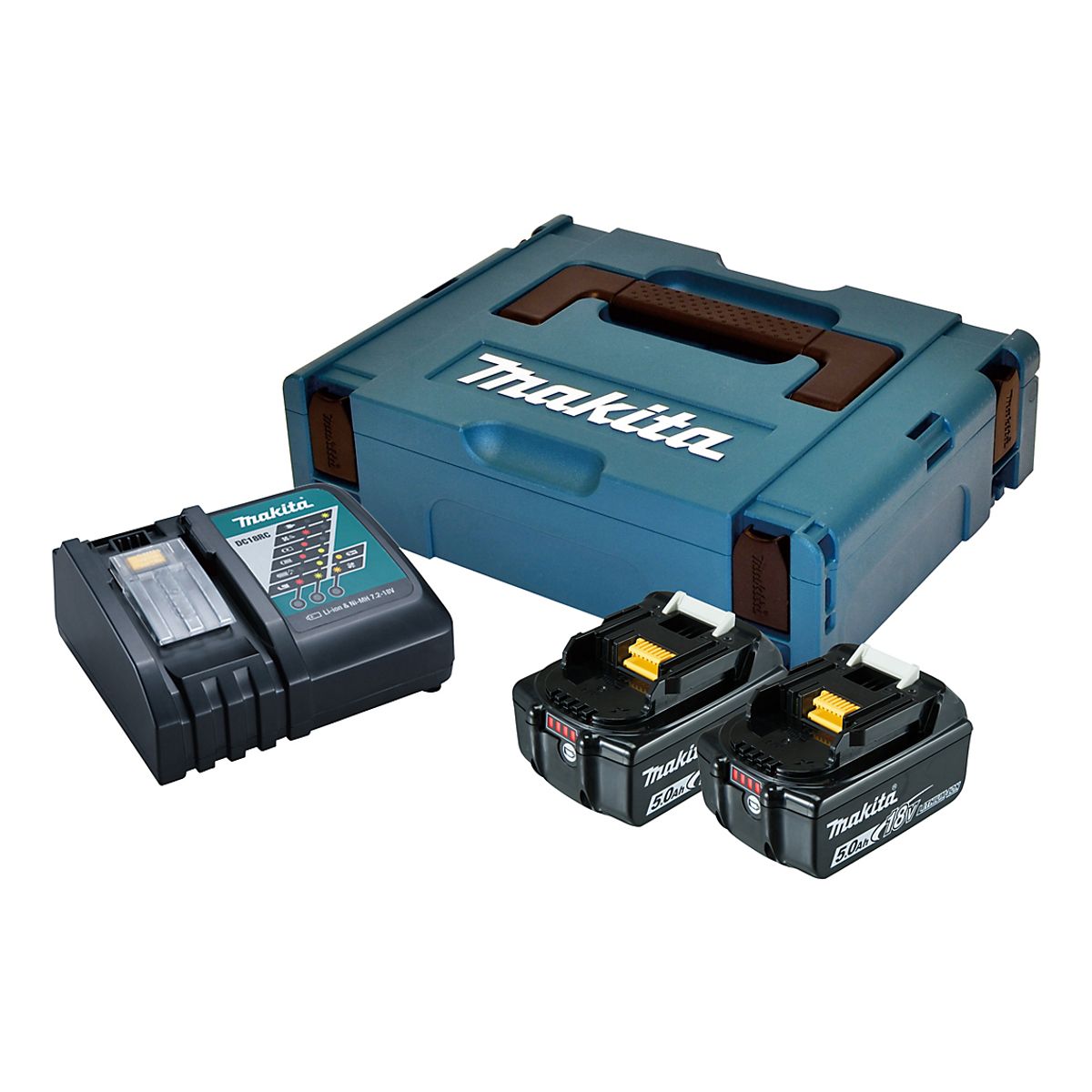 Makita batteripakke 18V 2x5,0Ah Li-ion batterier 18V, lynlader & Makpac kuffert