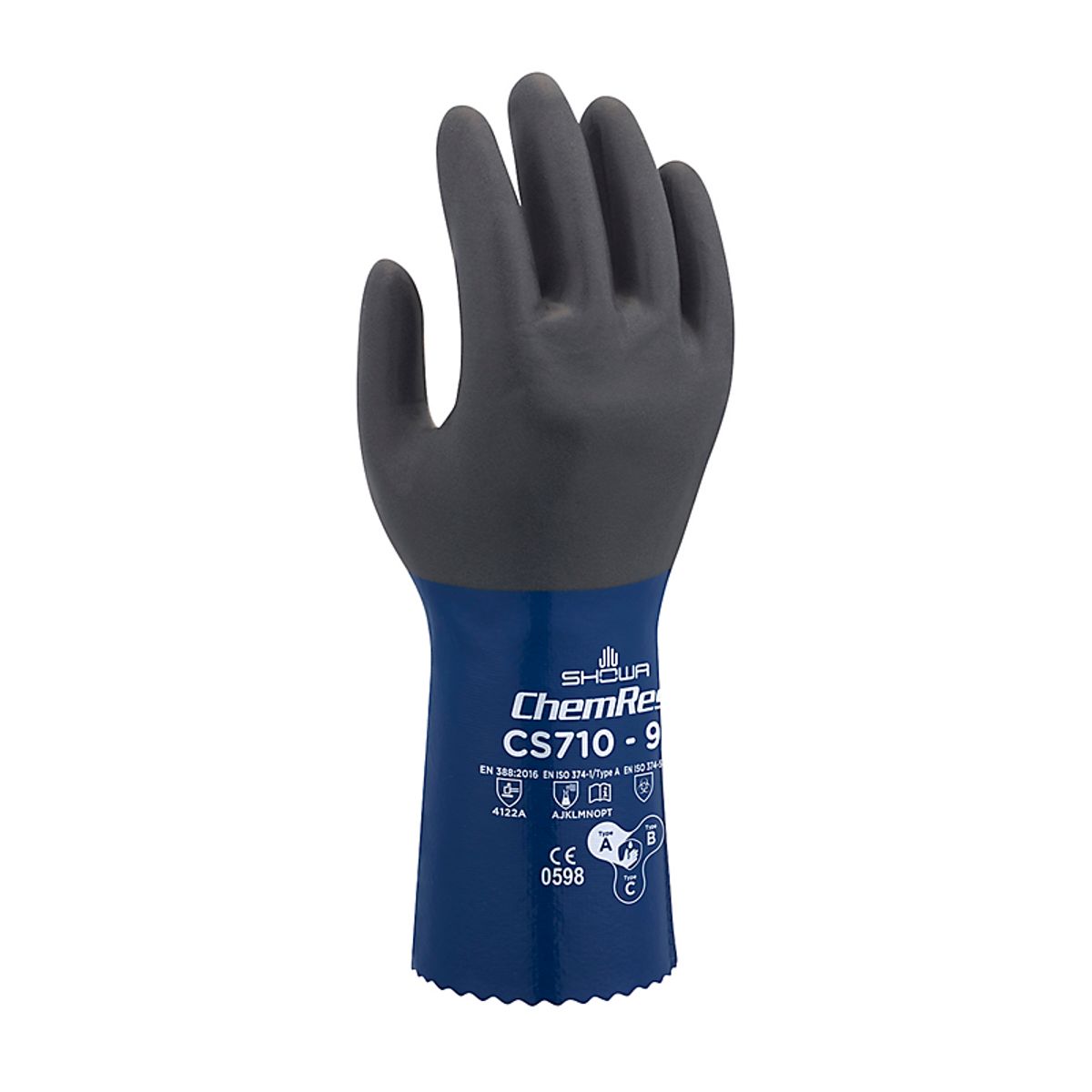 Showa Nitrilhandske CS710 30 cm med for af polyester. Str. 9